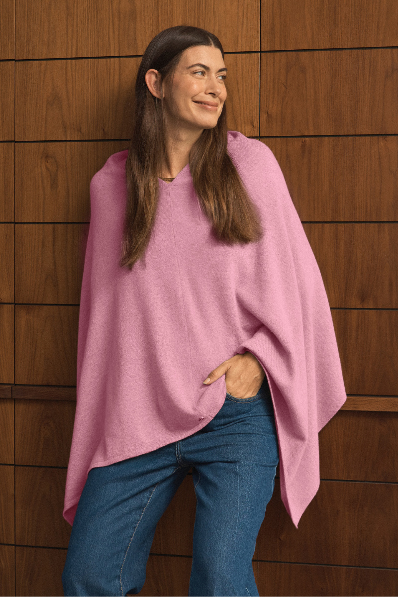 Cashmere Soft Rose Poncho - Cara Cashmere