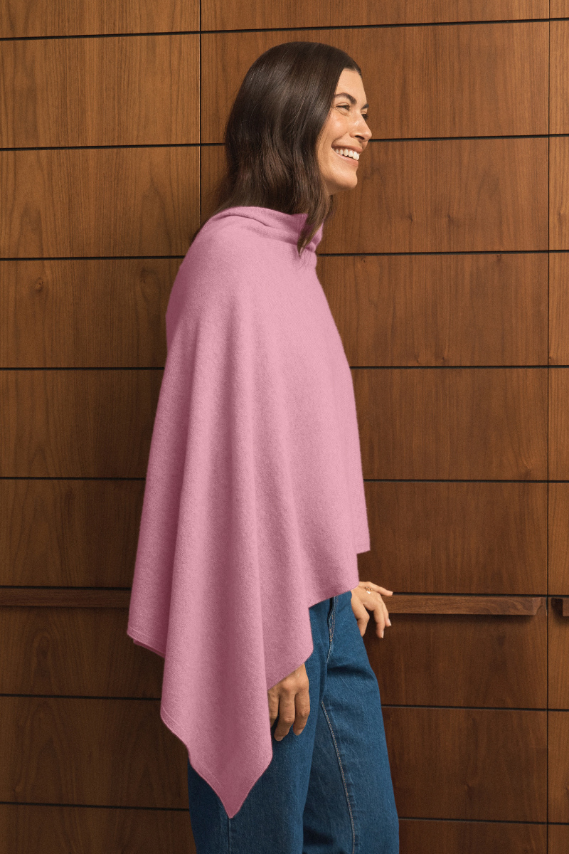Cashmere Soft Rose Poncho - Cara Cashmere