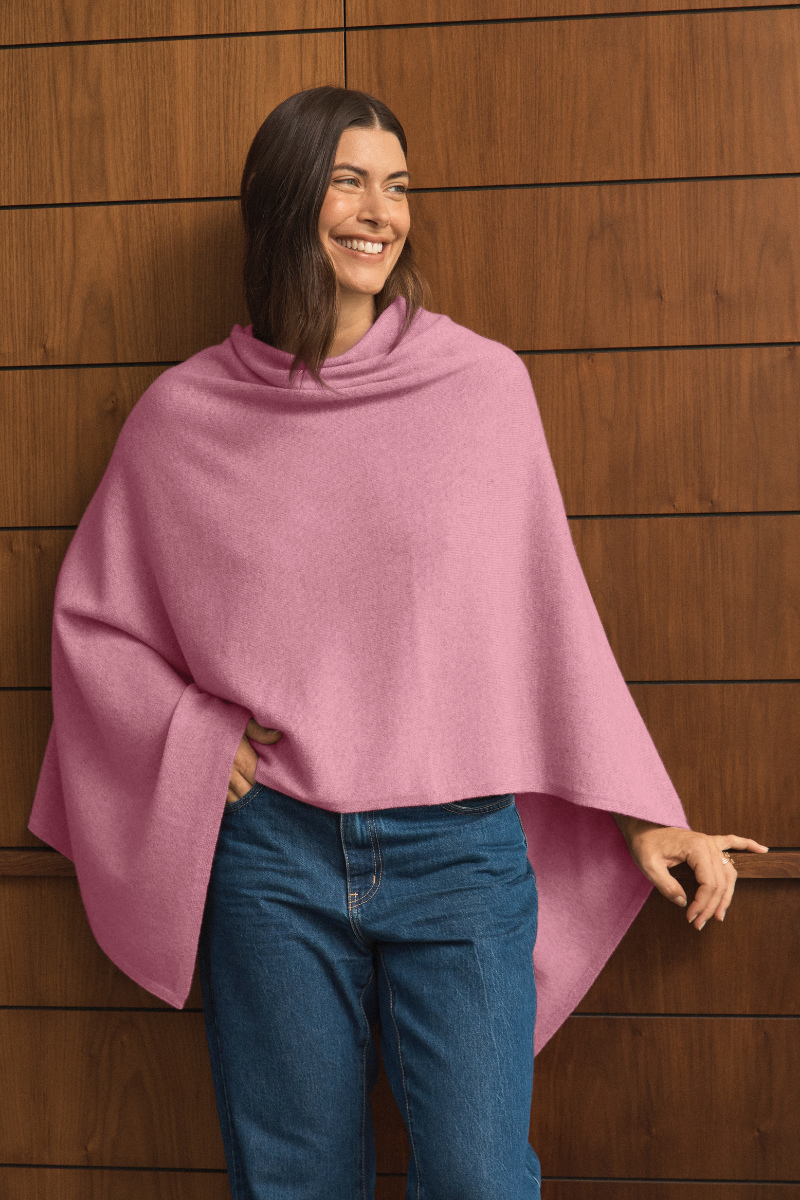 Cashmere Soft Rose Poncho - Cara Cashmere