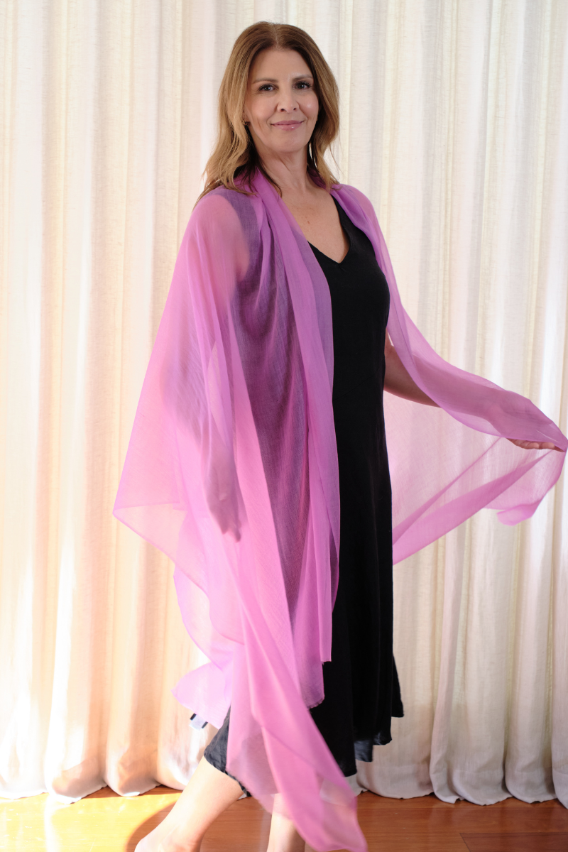 Cashmere Rosebud Pink Aura Scarf - Cara Cashmere