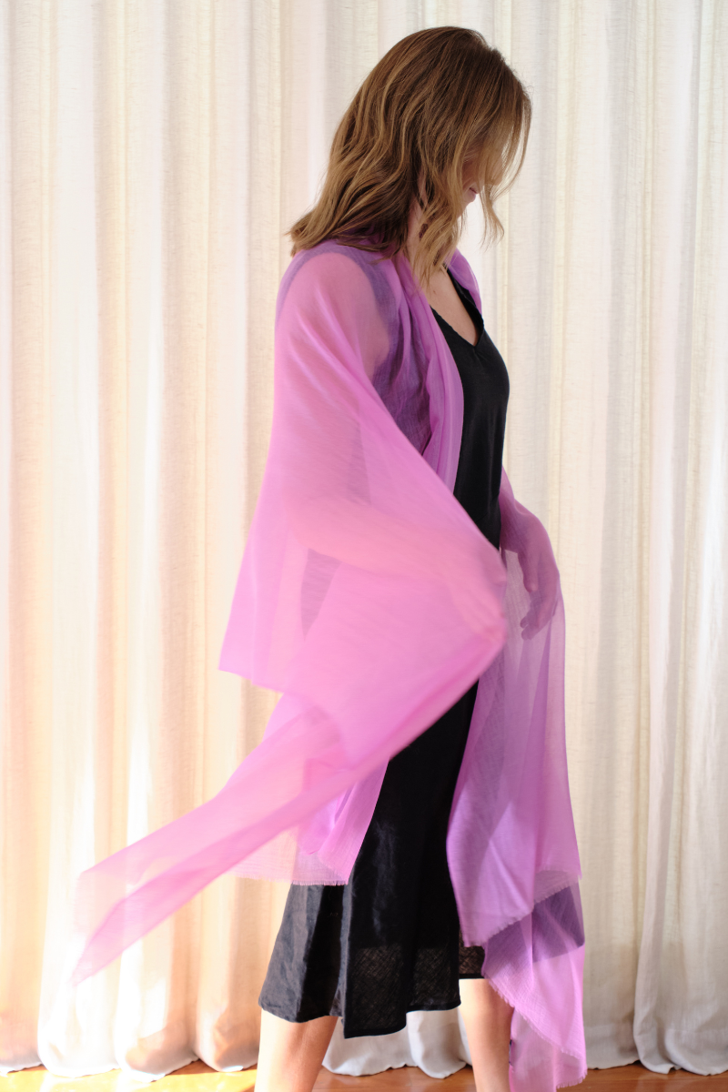 Cashmere Rosebud Pink Aura Scarf - Cara Cashmere