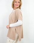 Cotton Cashmere Topper - Sand - Cara Cashmere