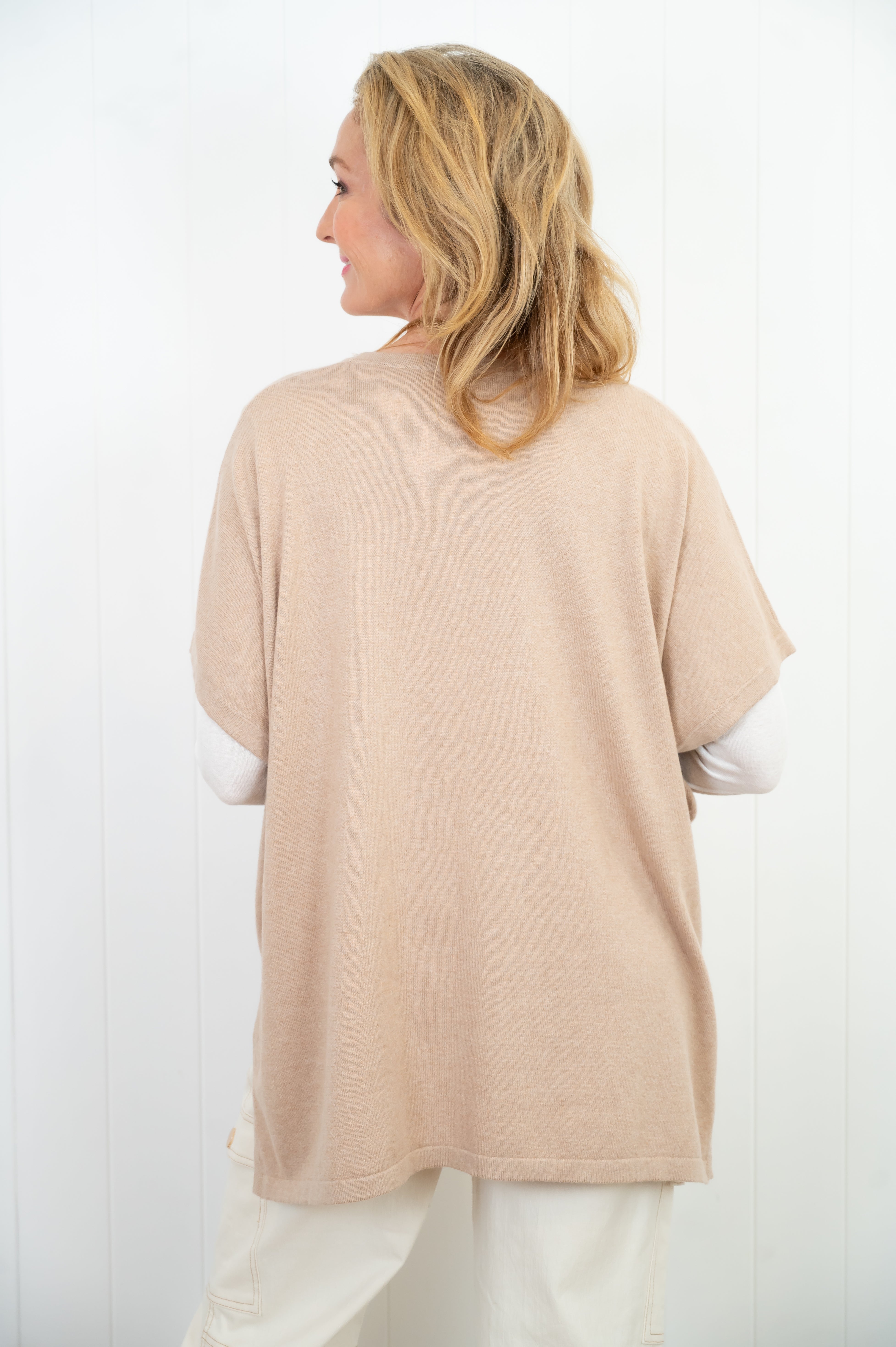 Cotton Cashmere Topper - Sand - Cara Cashmere