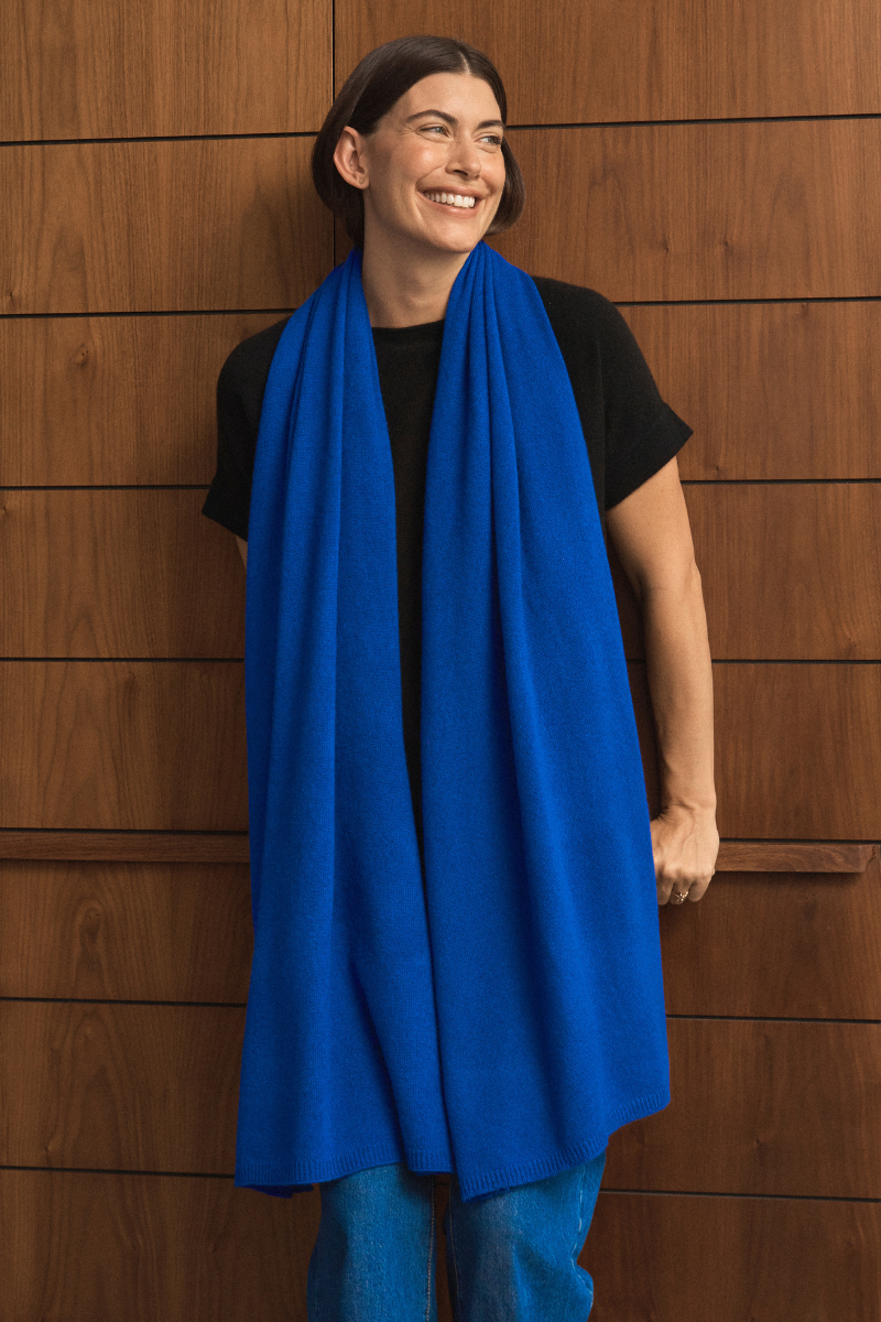 Cashmere Sapphire Blue Wrap - Cara Cashmere