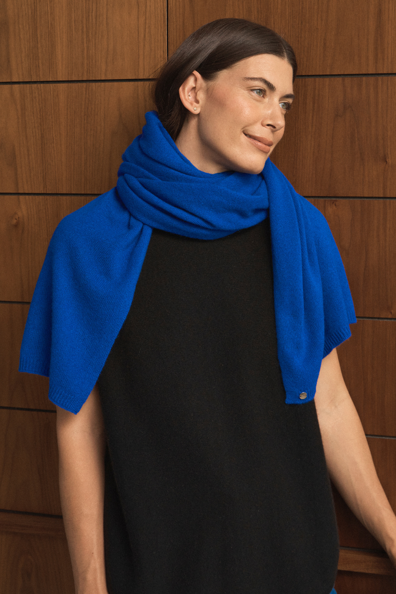 Cashmere Sapphire Blue Wrap - Cara Cashmere