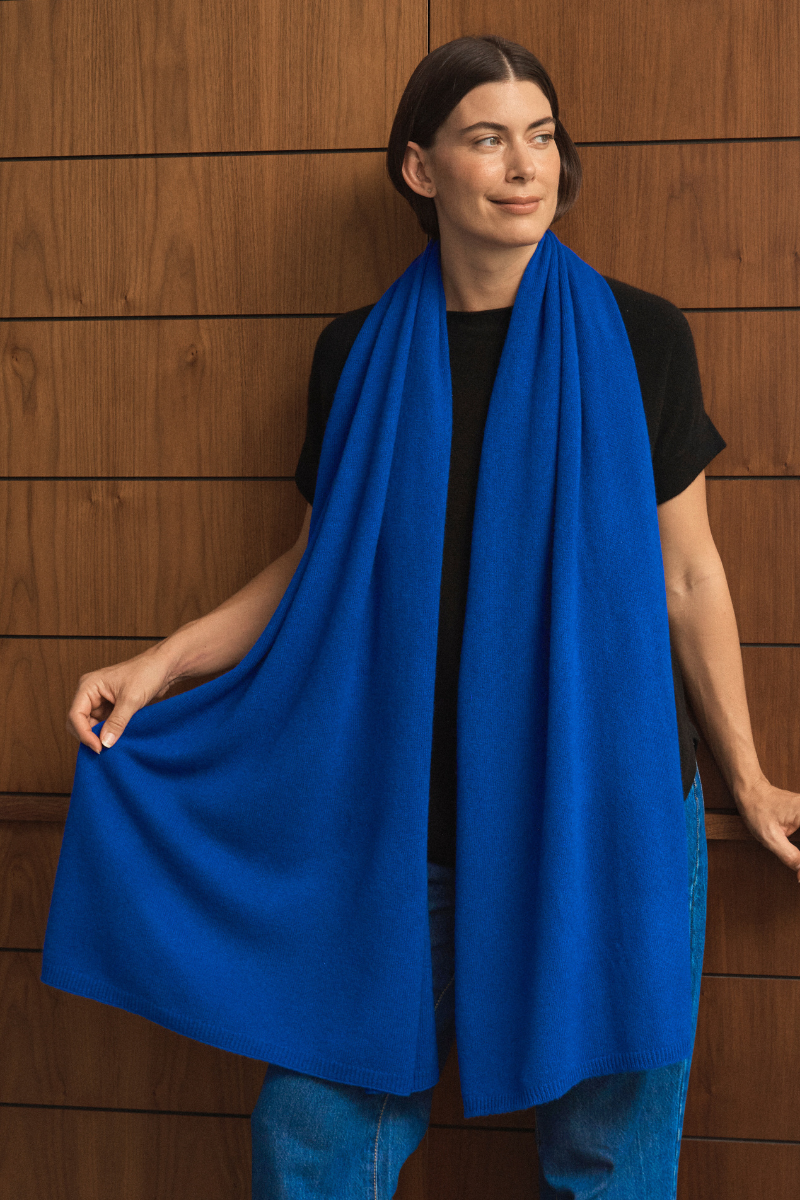 Cashmere Sapphire Blue Wrap - Cara Cashmere