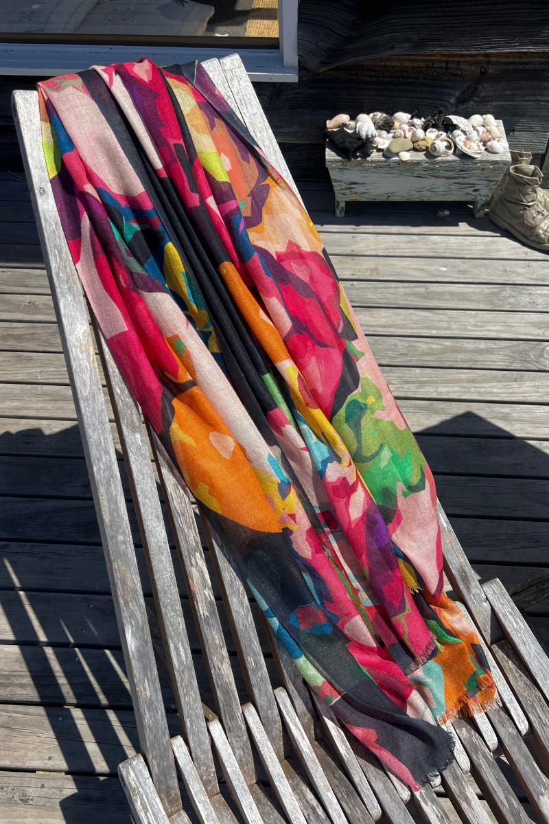Cashmere Silk Bloomsbury Garden Floral Scarf