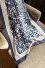 Cashmere Silk Indigo Faded Leopard Scarf - Cara Cashmere