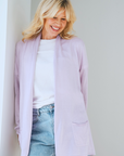 Silk Cashmere Pale Lilac Longline Cardigan