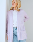 Silk Cashmere Pale Lilac Longline Cardigan
