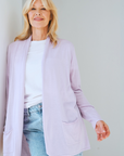 Silk Cashmere Pale Lilac Longline Cardigan