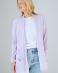 Silk Cashmere Pale Lilac Longline Cardigan