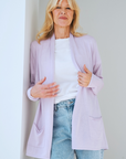 Silk Cashmere Pale Lilac Longline Cardigan
