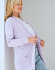 Silk Cashmere Pale Lilac Longline Cardigan