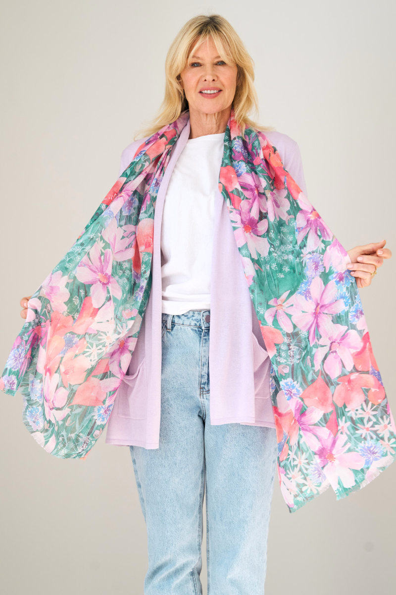 Silk Cashmere &quot;The Wildflower Meadow&quot; Scarf