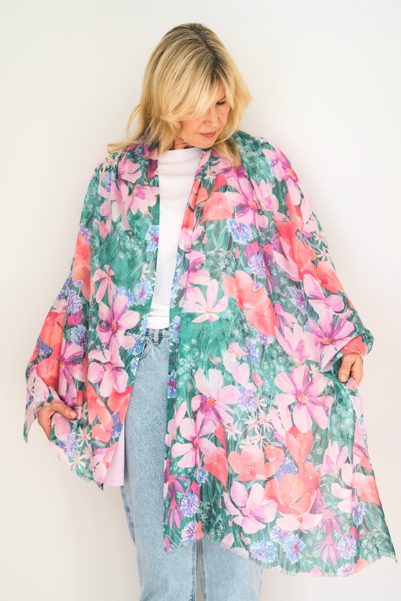 Silk Cashmere &quot;The Wildflower Meadow&quot; Scarf