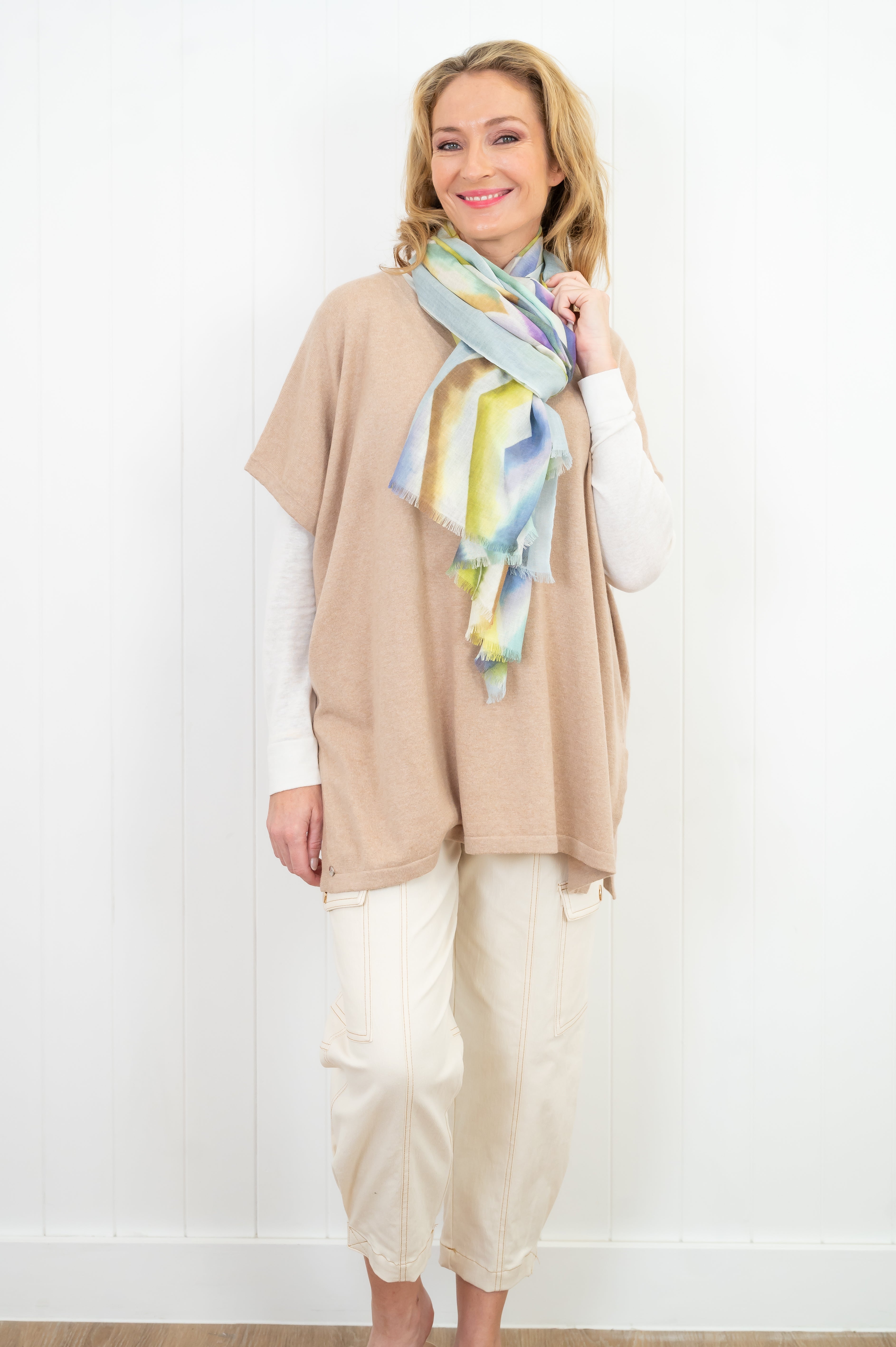 Cotton Cashmere Topper - Sand - Cara Cashmere