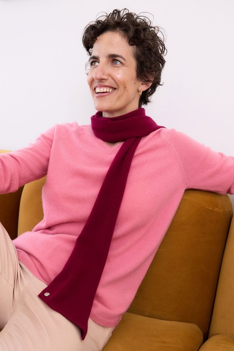 Cashmere Ruby Red Skinny Scarf