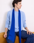 Cashmere Sapphire Blue Skinny Scarf - Cara Cashmere