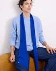 Cashmere Sapphire Blue Skinny Scarf - Cara Cashmere