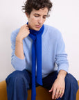 Cashmere Sapphire Blue Skinny Scarf - Cara Cashmere