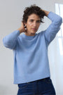 Cashmere Soft Blue Serene Crew Sweater - Cara Cashmere