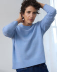 Cashmere Soft Blue Serene Crew Sweater - Cara Cashmere