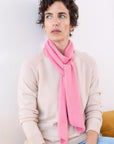 Cashmere Soft Rose Skinny Scarf lightweight cashmere scarf in a soft rose hue designed with a refined slim silhouette for elegant layering