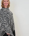 Cashmere Silver Grey Leopard Poncho