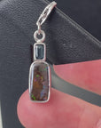 Boulder Opal with Qld Sapphire Drop Silver Charm