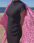 Cashmere Raspberry Pink Leopard Scarf