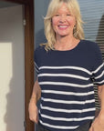 Cashmere Navy & White Stripe Knit
