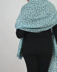 Cashmere Ice Blue Leopard Scarf