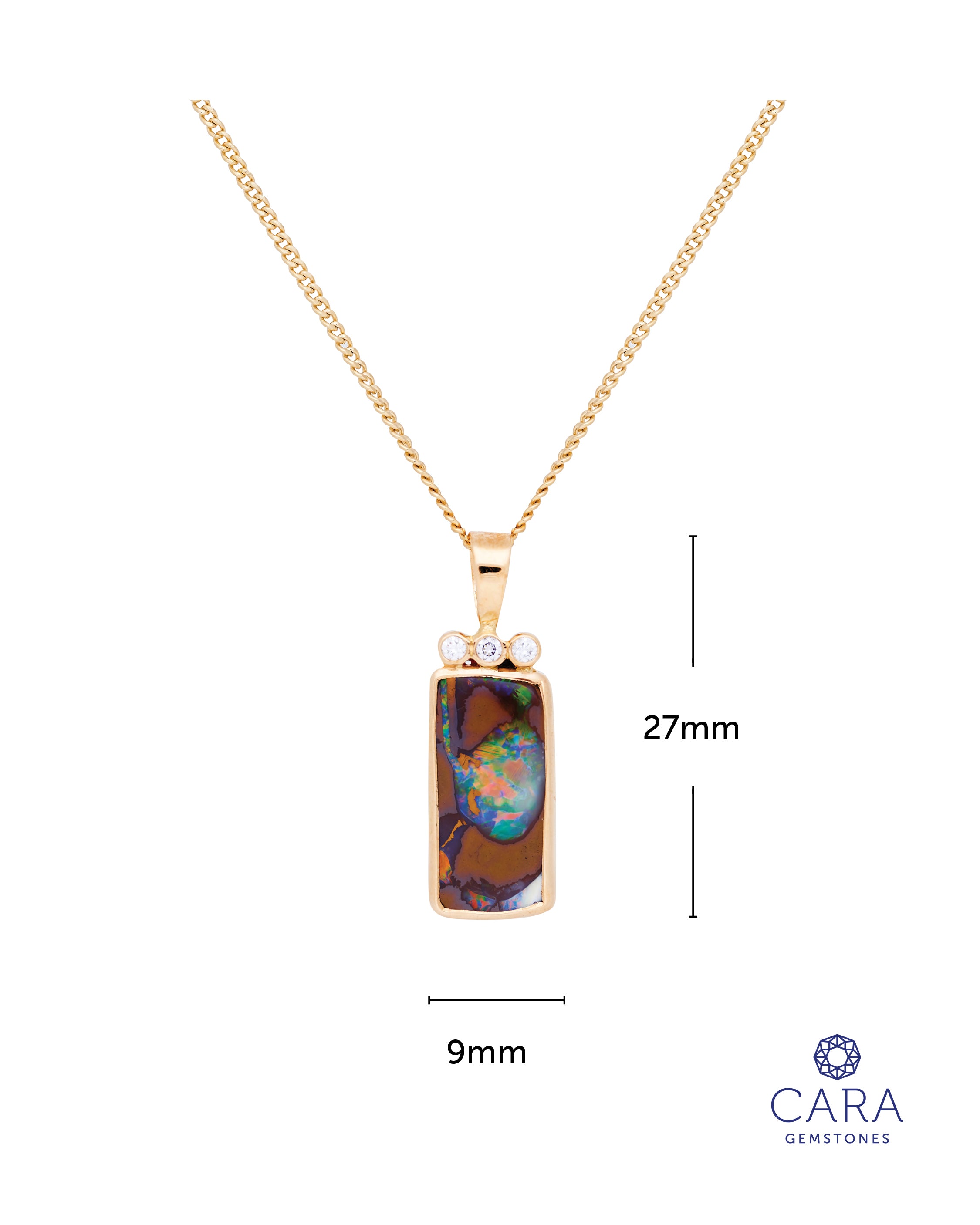 Boulder Opal and Diamond Gold Pendant CGN022022 - Cara Cashmere