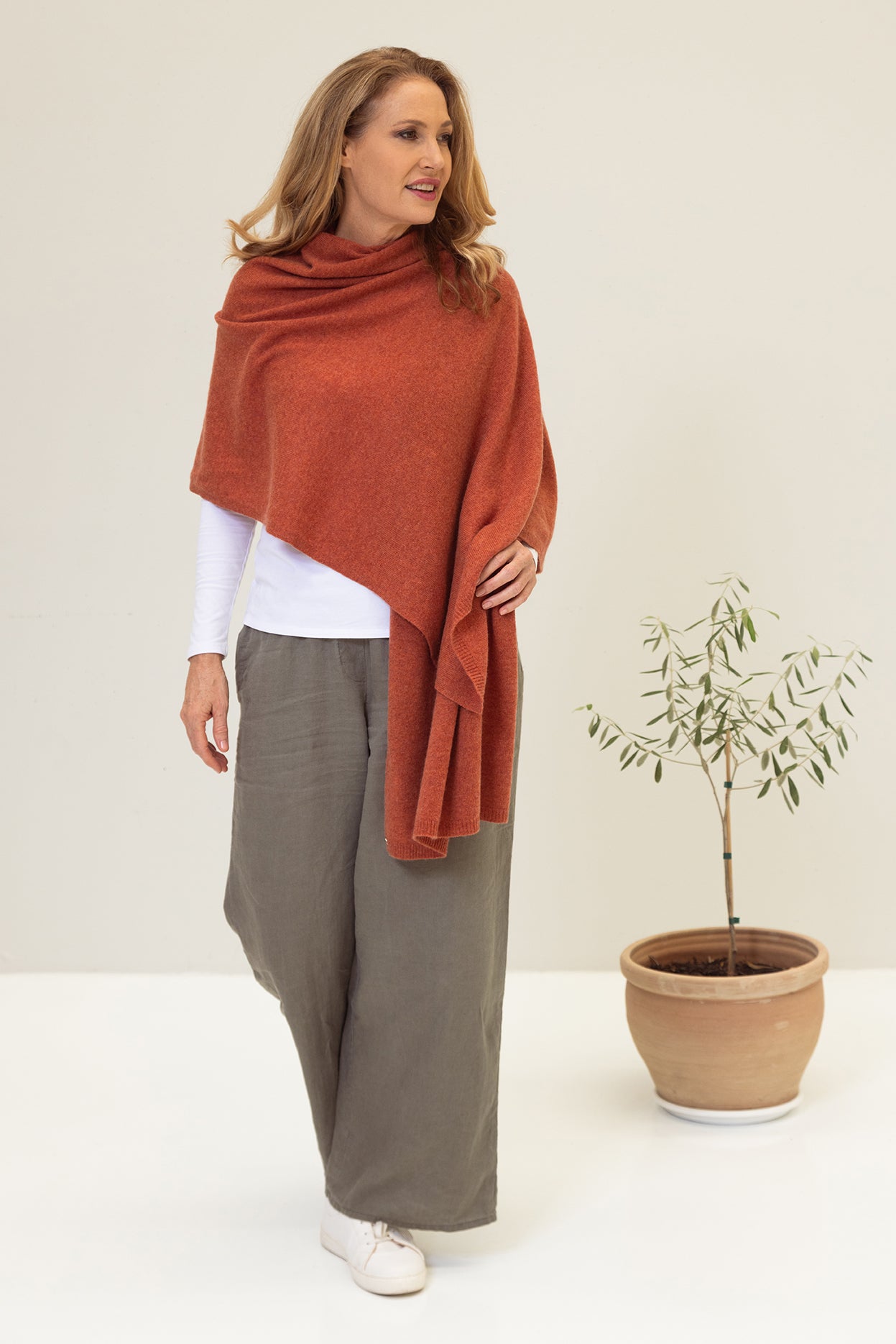 Paprika Cashmere Wrap - Cara Cashmere