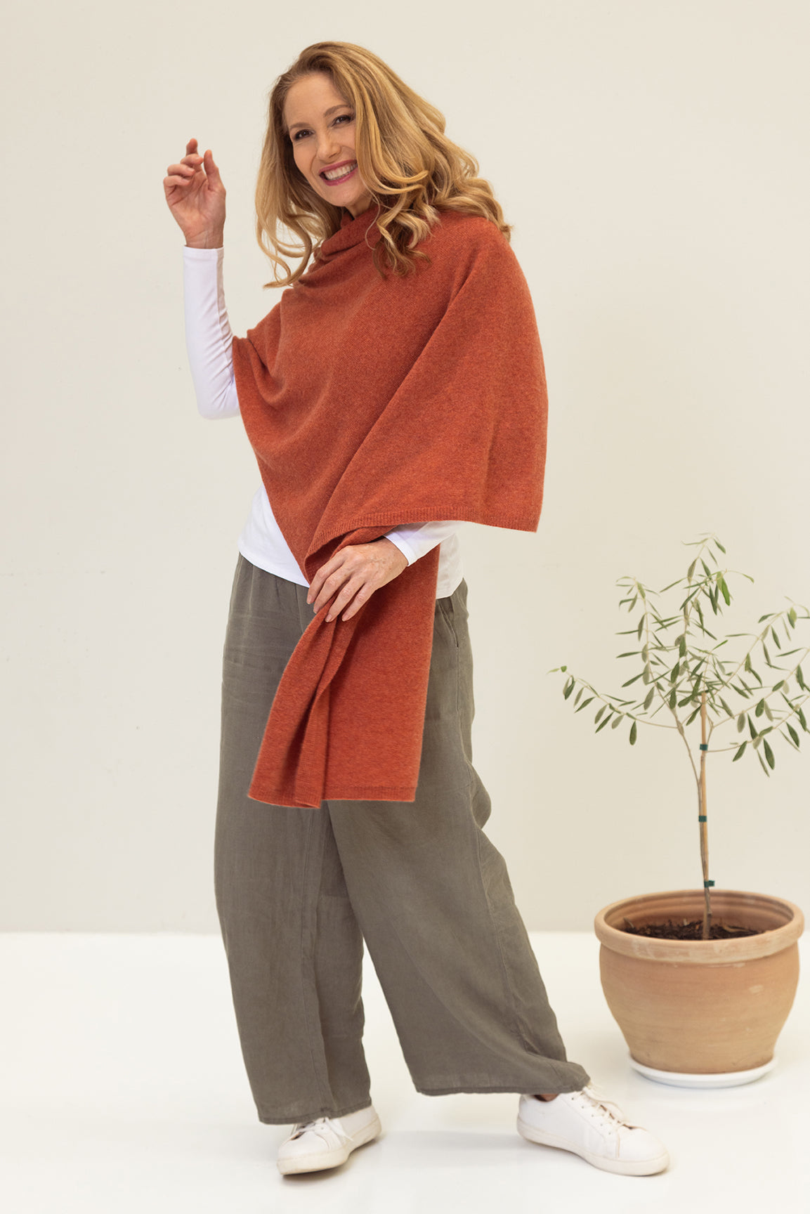 Paprika Cashmere Wrap - Cara Cashmere