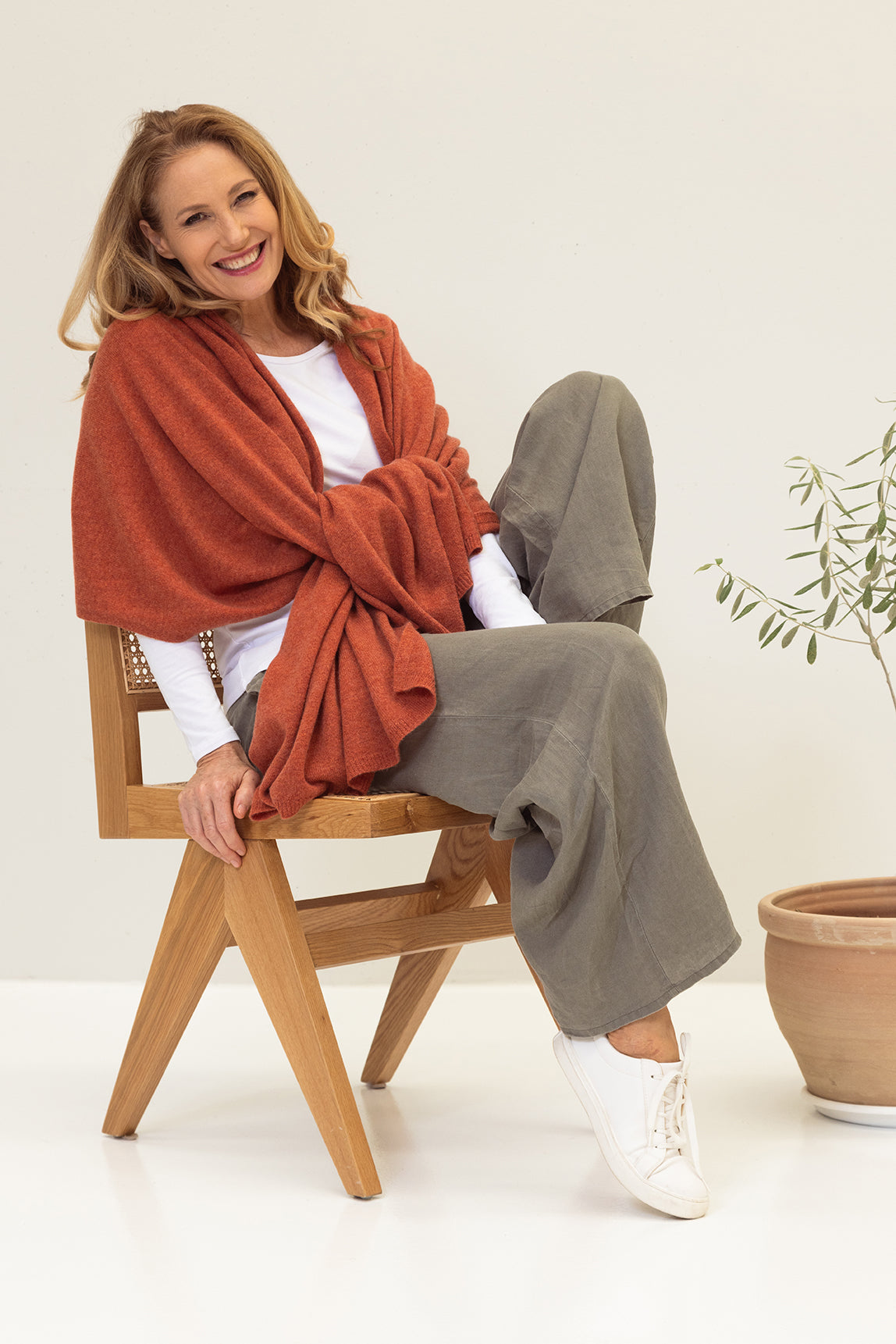 Paprika Cashmere Wrap - Cara Cashmere